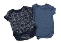 2x body - tmavomodré puntíkaté + modrošedé s nápisem