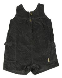 Tmavošedý manšestrový kraťasový overal 