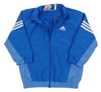 Modro-světlemodrá šusťáková sportovní bunda s pruhy Adidas 