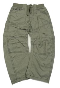 Khaki plátěné kalhoty s úpletovým pasem George