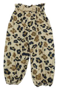 Béžovo-černé leopardí paper bag kalhoty 