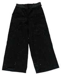 Černé sametové třpytivé culottes kalhoty George