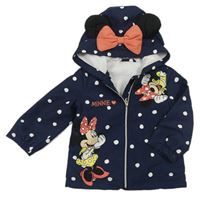 Tmavomodrá šusťáková podzimní bunda s Minnií a kapucí Disney