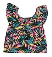 Černý crop top s listy E-vie