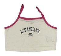 Bílo-růžový crop top s nápisem Shein