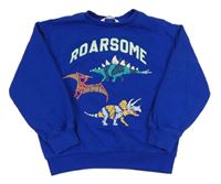 Kobaltově modrá mikina s dinosaury M&S