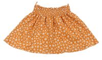 Oranžová kolová sukně s kytičkami C&A