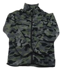Šedo-černo-khaki army fleecová propínací mikina Y.F.K.