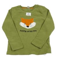 Nové - Khaki fleecová mikina s liškou Little kids 