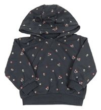 Šedá mikina s kytičkami a kapucí zn. M&S