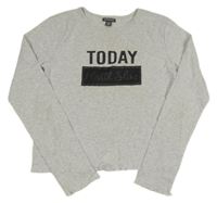 Šedé žebrované triko s nápisem Primark 