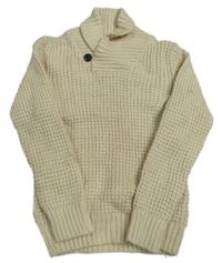 Béžový vzorovaný svetr s límcem H&M