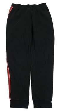 Černé tepláky s červenými pruhy C&A