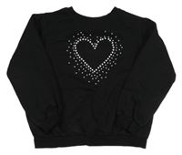 Černá mikina se srdíčkem z kamínků H&M