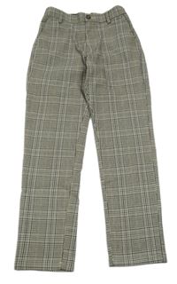 Smetanovo-černo-hnědé kostkované kalhoty Next 