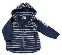 Tmavomodro-bílá pruhovaná softshellová bunda s odepínací kapucí Topolino