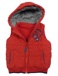 Červená šusťáková zateplená vesta s Tygříkem a kapucí George