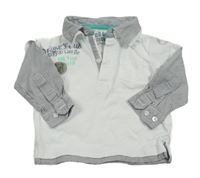 Bílo-proužkovaná polo košile s nápisem C&A