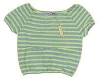 Světlemodro-limetková pruhovaná halenka Indian Blue Jeans 