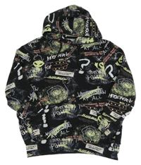 Černá mikina s nápisy a kapucí Bershka 