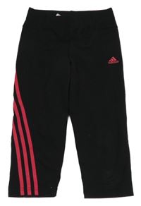 Černé sportovní capri legíny s logem Adidas