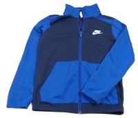 Tmavomodro-safírová propínací sportovní mikina s logem Nike 