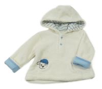 Smetanovo-modrá chlupatá mikina s pejskem a kapucí C&A