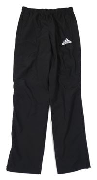 Černé šusťákové kalhoty s logem Adidas