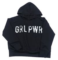 Černá sportovní crop mikina s nápisem a kapucí PRIMARK