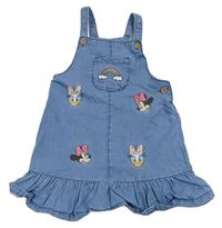 Světlemodré riflové šaty s Minnie a Daisy a kapsou Disney