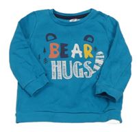 Modrozelená mikina s nápisy BABY 