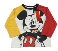 Nové - bílo-červeno-tmavožluté triko s Mickey Next