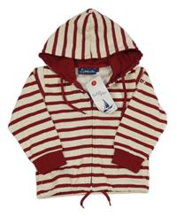 Smetanovo-bordó pruhovaná propínací mikina s kapucí Sable et Mer