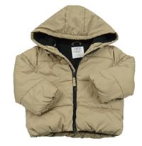 Béžová prošívaná šusťáková zimní bunda s kapucí F&F