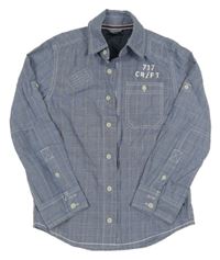 Modro-bílá kostkovaná vzorovaná košile s číslem SEVEN ONE SEVEN