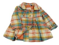 Kostkovaný vlněný podšitý kabát s límečkem Mexx