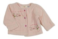 Světlerůžová sametová propínací podšitá mikina se zvířátky Baby bol