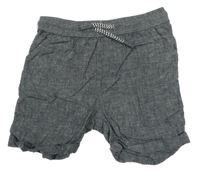 Modrošedo-tmavomodré melírované chino lněné kraťasy Matalan