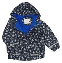 Tmavomodrá nepromokavá jarní bunda se žraloky a kapucí Kiki&Koko
