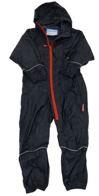 Tmavomodrá šusťáková nepromokavá kombinéza s kapucí target dry