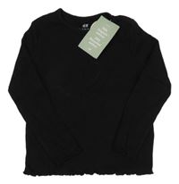 Nové - černé žebrované triko H&M