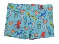 Světlemodré nohavičkové plavky s mořskými živočichy C&A