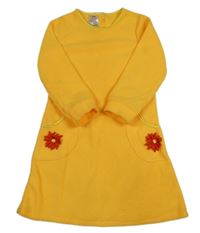 Oranžovožluté fleecové šaty s květy 