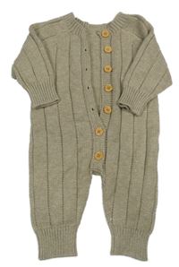 Béžový melírovaný žebrovaný úpletový overal SHEIN