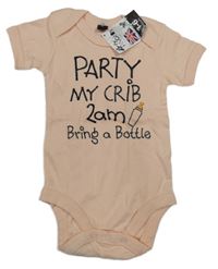 Nové - světlerůžové body s nápisy a lahvičkou Baby Bugz