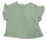 Světleolivové crop tričko s volánky H&M