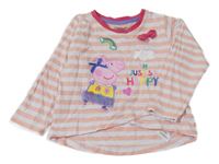 Broskvovo-bílo-malinové pruhované triko s Peppa Pig character