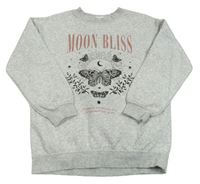 Světlešedá melírovaná oversize mikina s motýly H&M