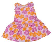 Růžovo-oranžové květované bavlněné šaty zn. Primark