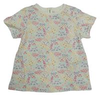 Smetanovo-barevné květované tričko H&M
